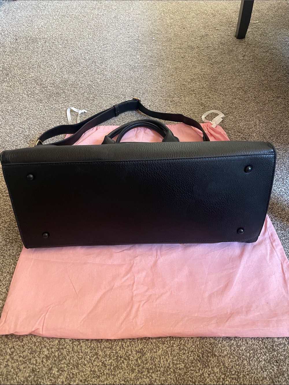 Poppy & Peonies Black Leather Top-Handle Satchel - Picture 6 of 7